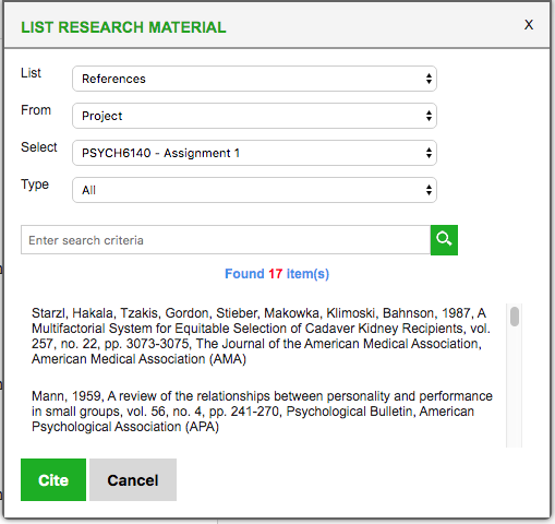 List research material